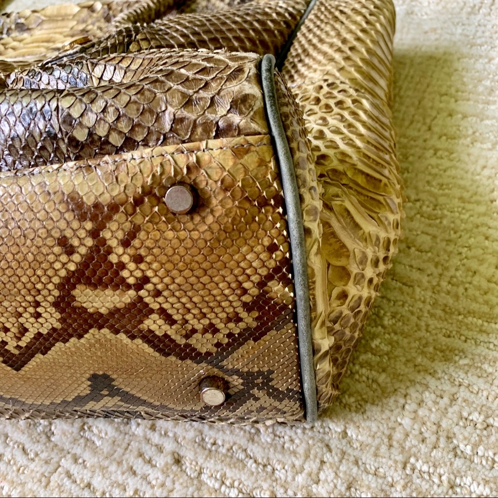 Natural Metallic Python Tote Handbag - image 6